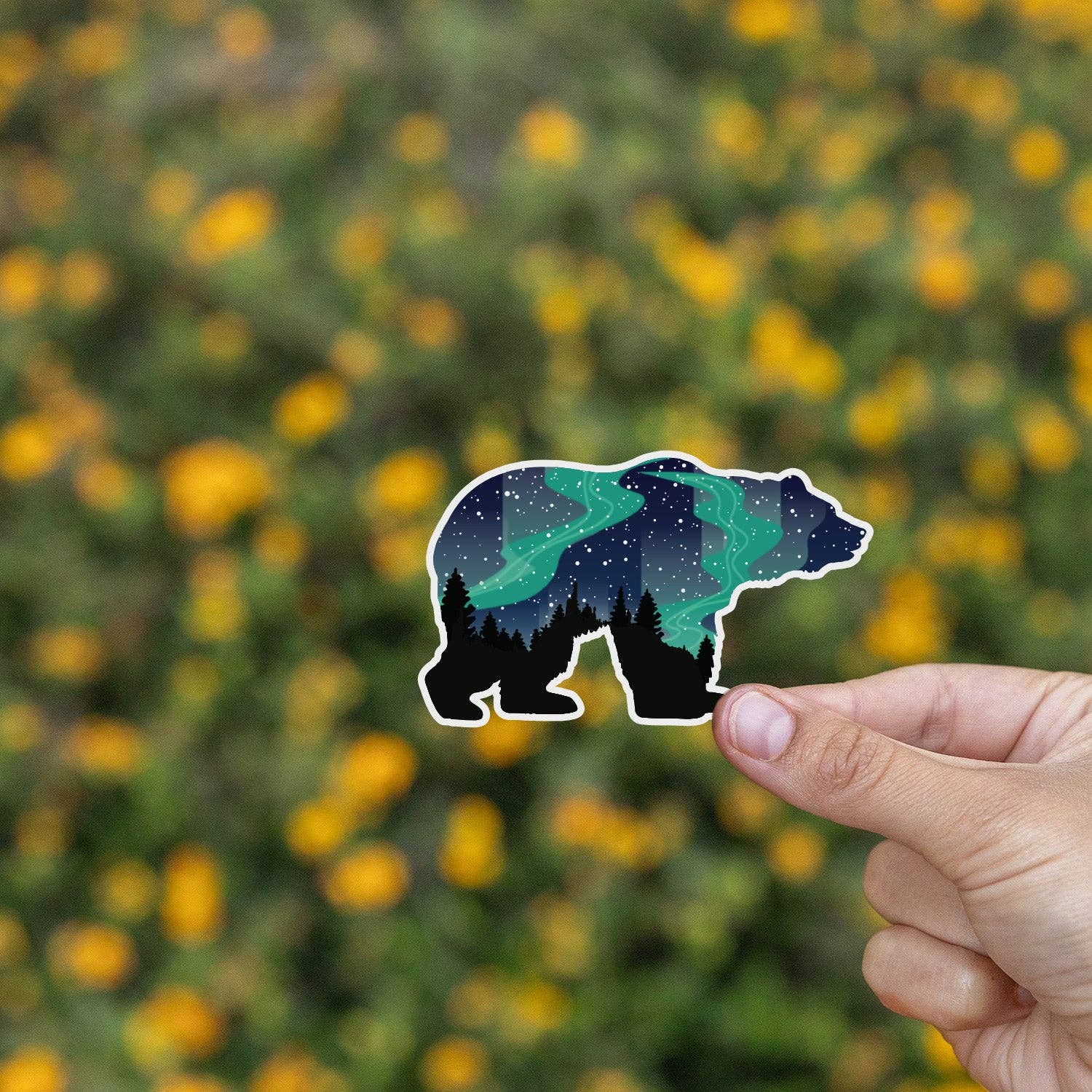 Northern Lights Grizzly Bear Sticker - Wander Together Outfitters