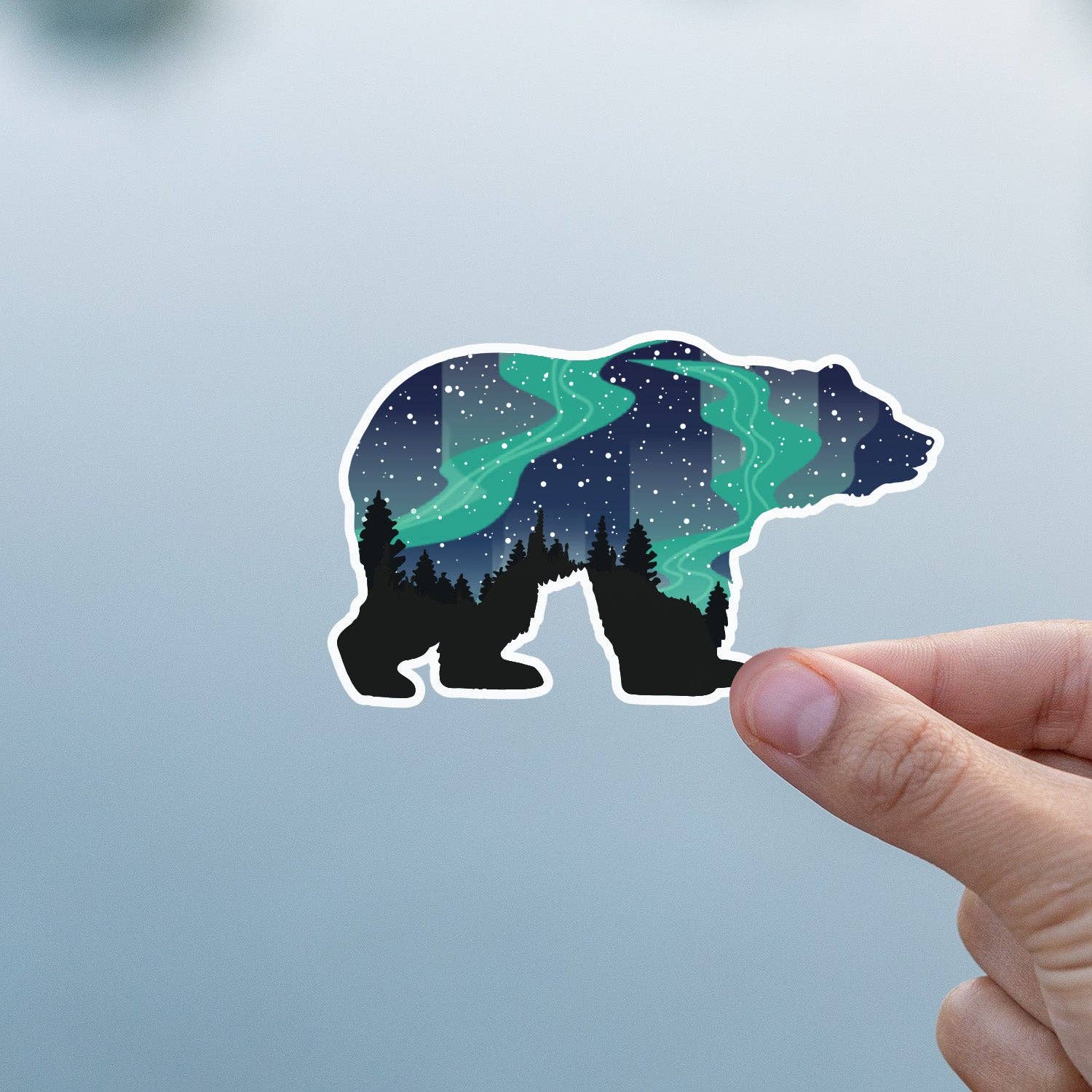 Northern Lights Grizzly Bear Sticker - Wander Together Outfitters