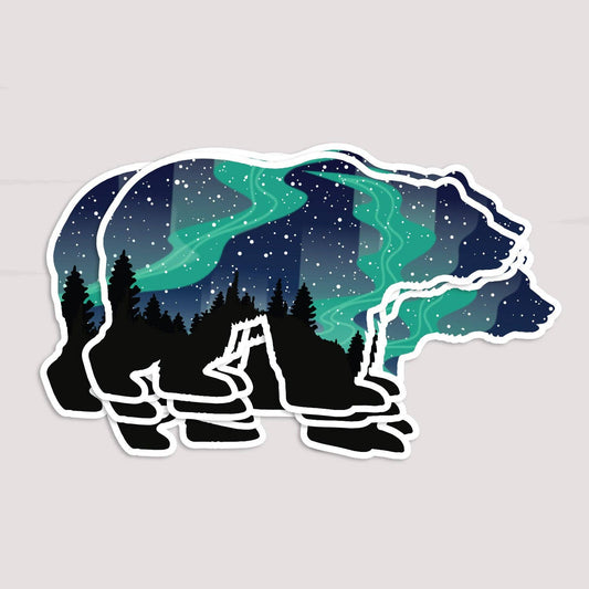 Northern Lights Grizzly Bear Sticker - Wander Together Outfitters