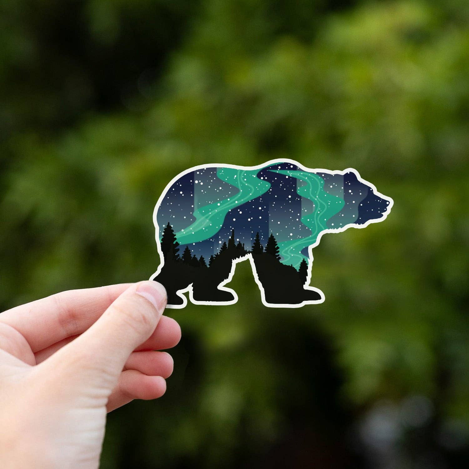 Northern Lights Grizzly Bear Sticker - Wander Together Outfitters