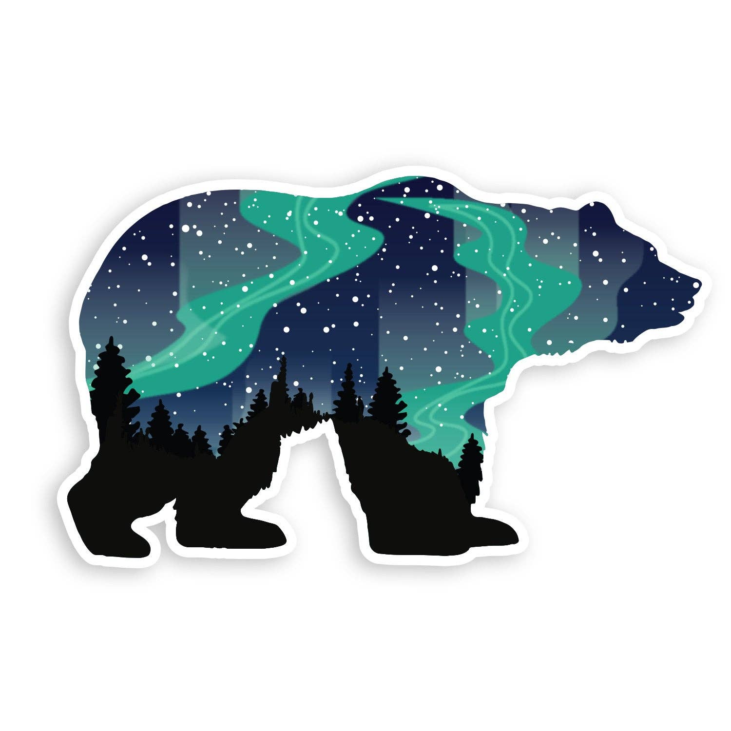 Northern Lights Grizzly Bear Sticker - Wander Together Outfitters