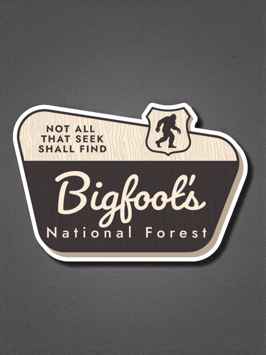 "Not All That Seek Shall Find" Bigfoot National Forest Vinyl Sticker - Wander Together Outfitters