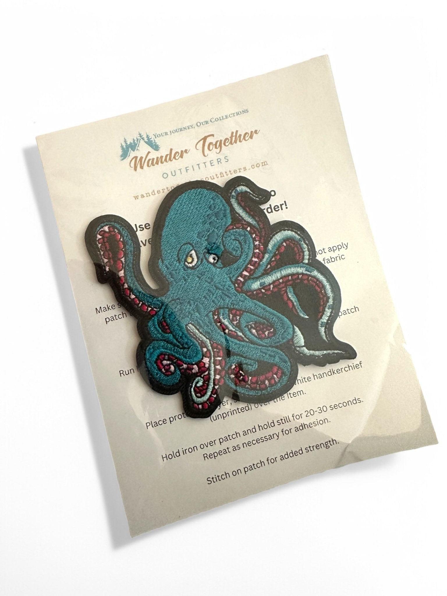 Octopus Embroidered Iron On Patch - Wander Together Outfitters