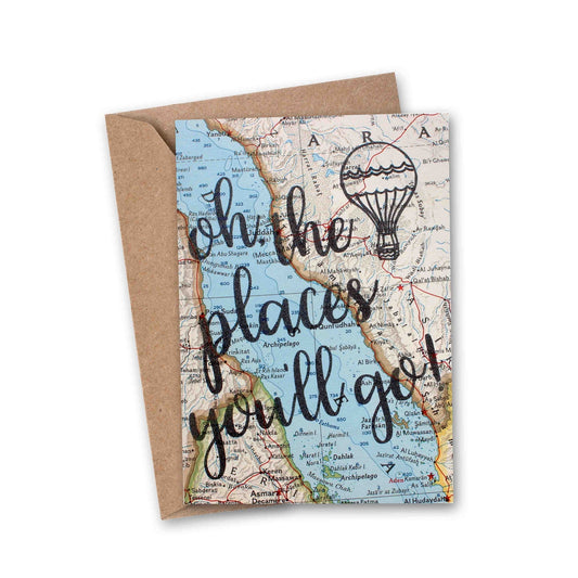 "Oh, The Places You'll Go" Vintage Map Greeting Card - Wander Together Outfitters