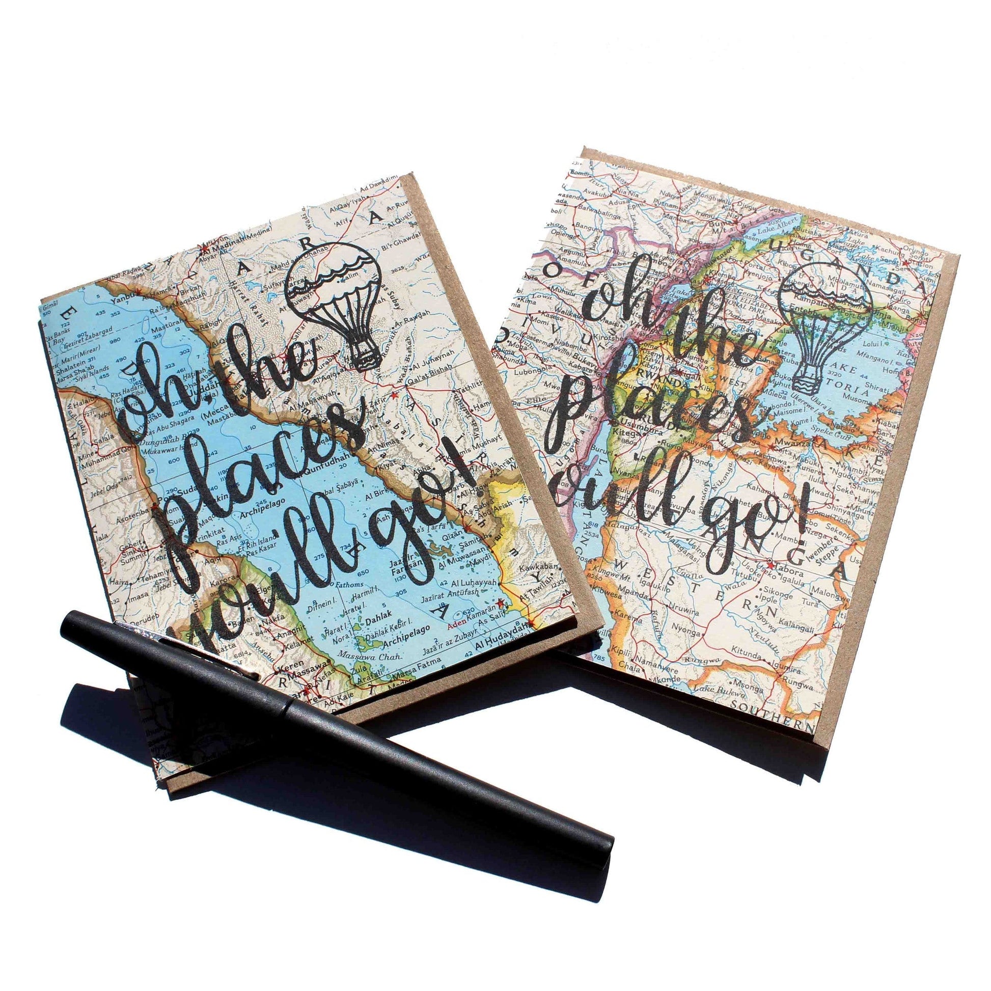 "Oh, The Places You'll Go" Vintage Map Greeting Card - Wander Together Outfitters