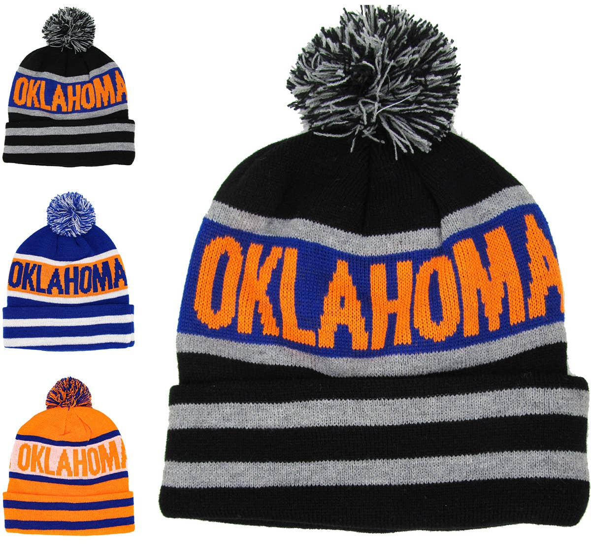 Oklahoma Pom Pom Beanie (SALE) - Wander Together Outfitters