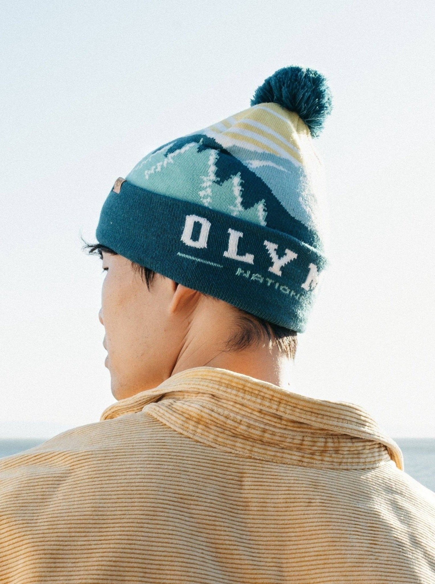 Olympic National Park Beanie Outdoor Hiking Knit Cap, Mountain Sunrise Pom Pom - Wander Together Outfitters