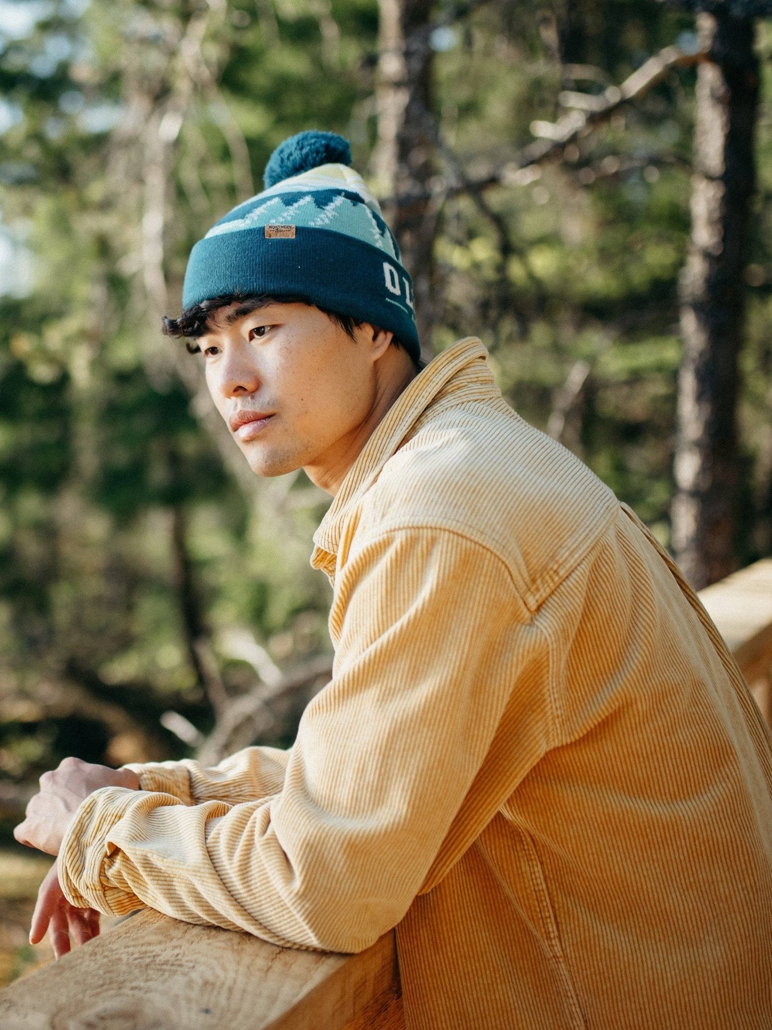 Olympic National Park Beanie Outdoor Hiking Knit Cap, Mountain Sunrise Pom Pom - Wander Together Outfitters