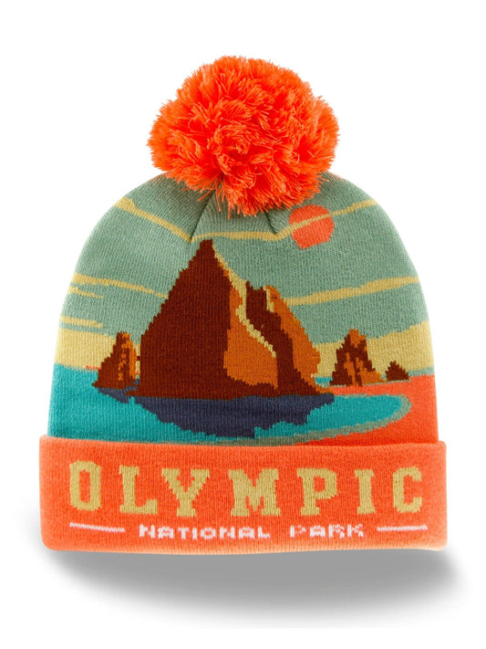 Olympic National Park Knit Beanie Hat with Pom Pom Winter Outdoor Adventure Cap - Wander Together Outfitters