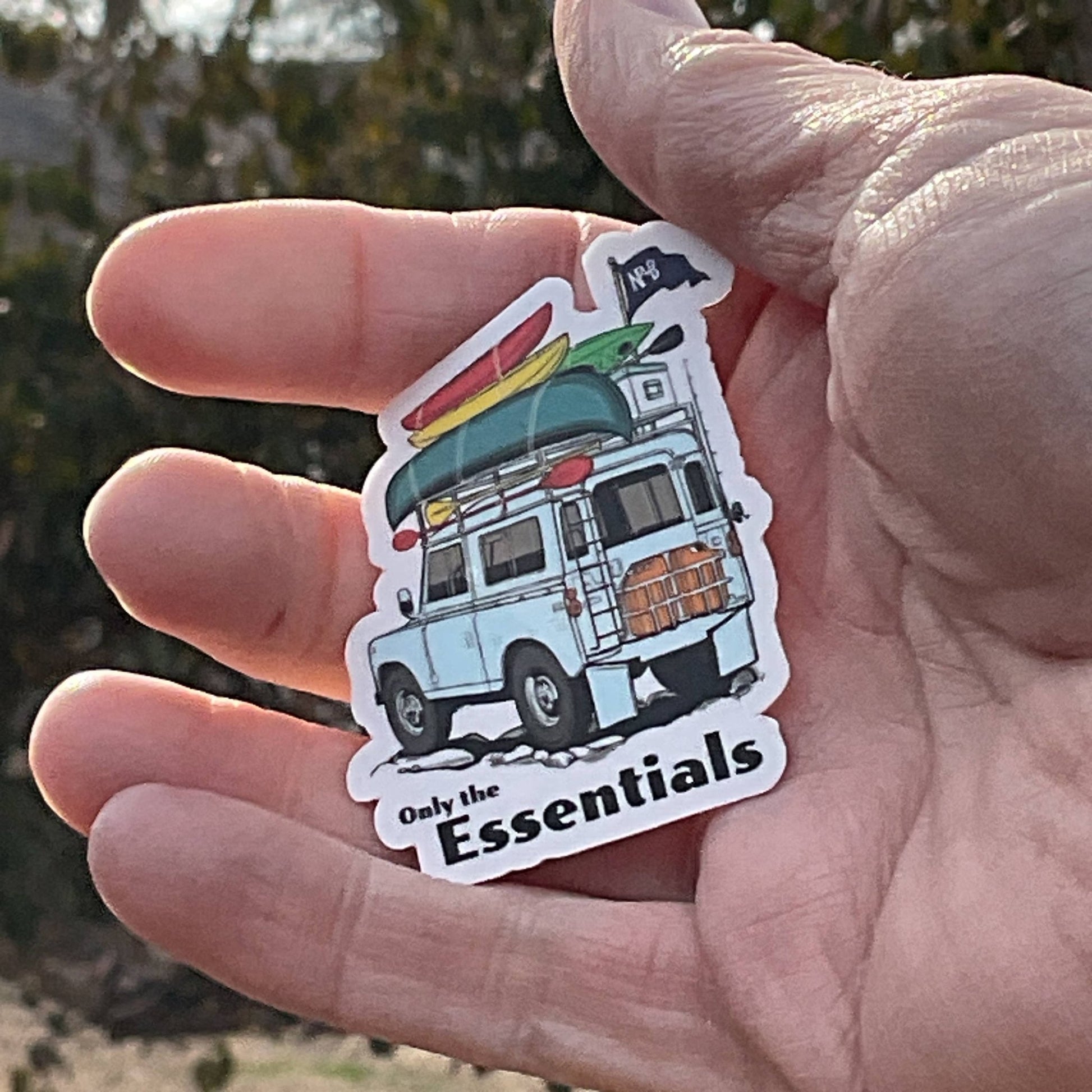 "Only The Essentials" Blue Vehicle 3" Vinyl Sticker - Wander Together Outfitters