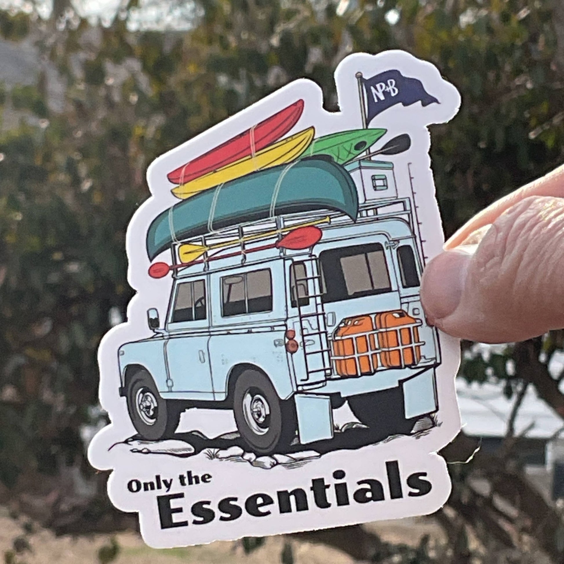 "Only The Essentials" Blue Vehicle 3" Vinyl Sticker - Wander Together Outfitters
