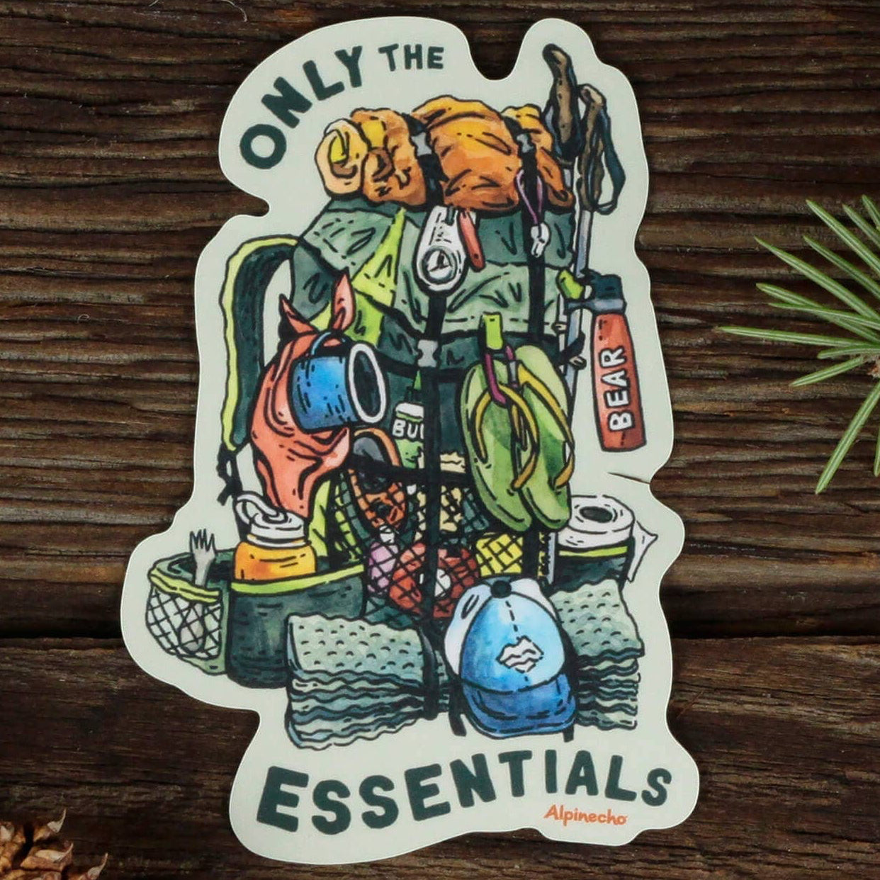 "Only the Essentials" Funny Hiking and Camping Vinyl Sticker - Wander Together Outfitters