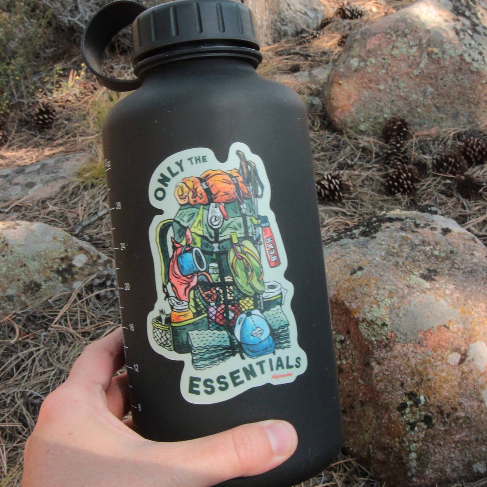 "Only the Essentials" Funny Hiking and Camping Vinyl Sticker - Wander Together Outfitters