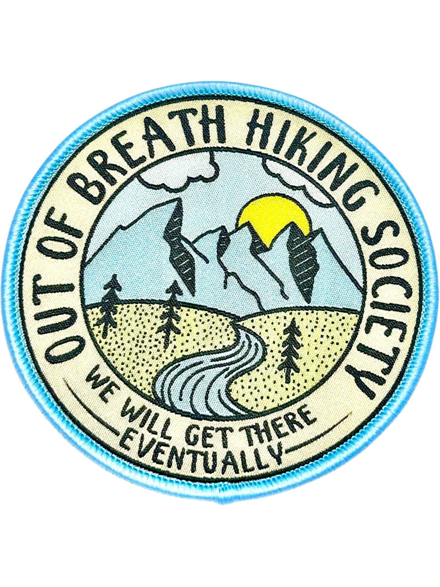 “Out Of Breath Hiking Society” Round Iron On Patch - Wander Together Outfitters
