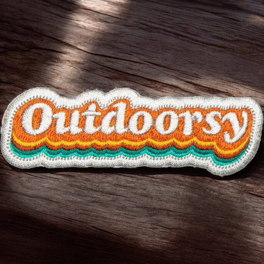 “Outdoorsy” Embroidered Iron On Patch - Wander Together Outfitters