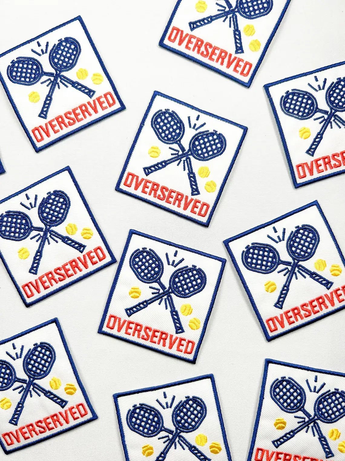 "Overserved" Embroidered Iron On Patch (Tennis & Pickleball) - Wander Together Outfitters