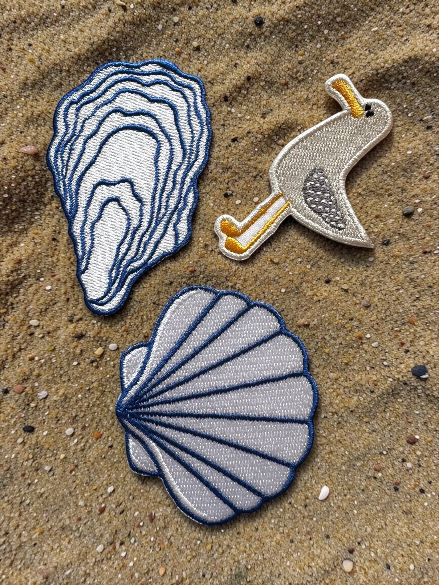 Oyster Coastal Embroidered Iron On Patch - Wander Together Outfitters