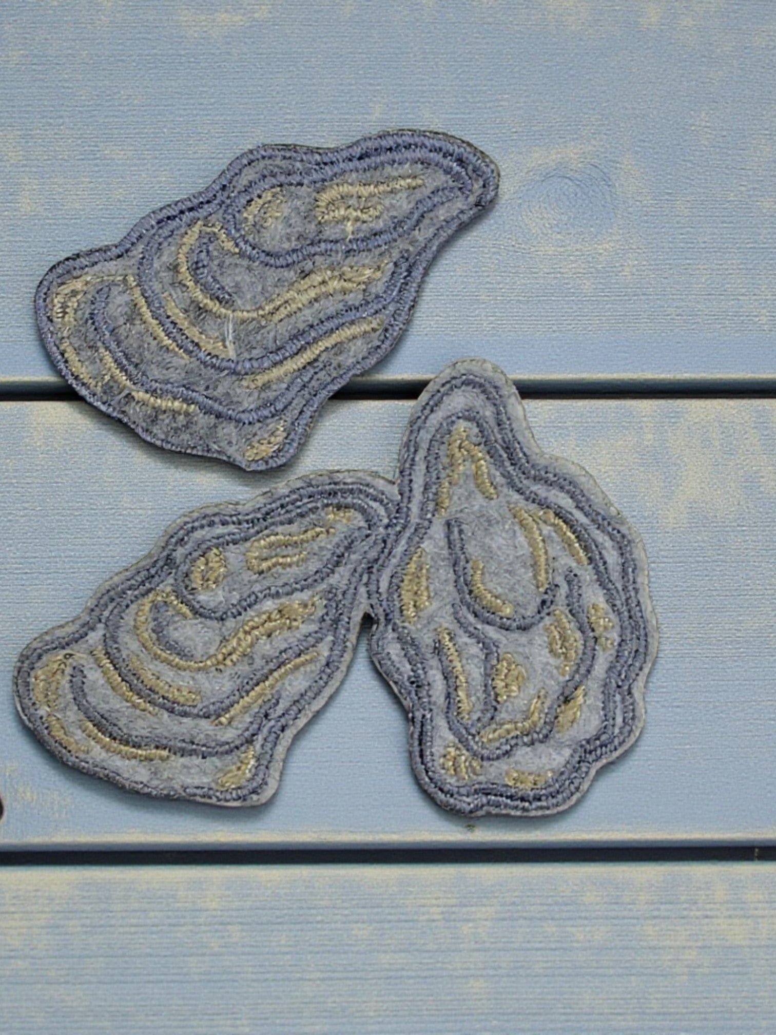 Oyster or Clam Shell, Embroidered Iron On Patches (Various) - Wander Together Outfitters