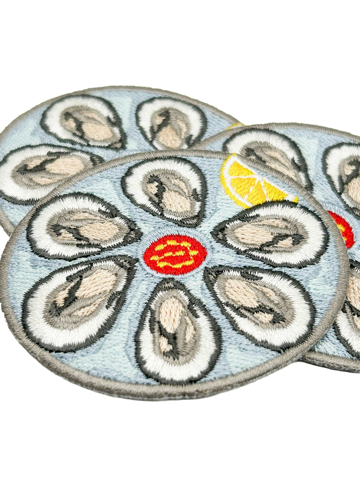 Oyster Platter Embroidered Iron On Patch - Wander Together Outfitters