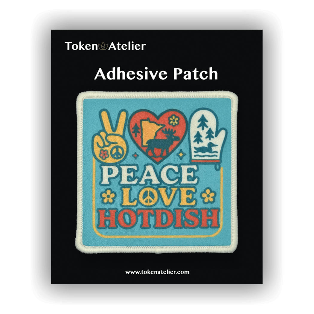 "Peace, Love, Hotdish" Minnesota Iron On Sublimation Patch  - Wander Together Outfitters