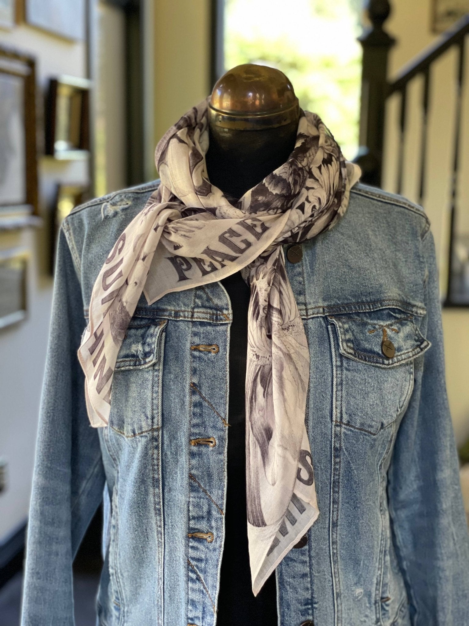 "Peace Wine & Sunshine" Printed Bamboo Scarf (SALE) - Wander Together Outfitters