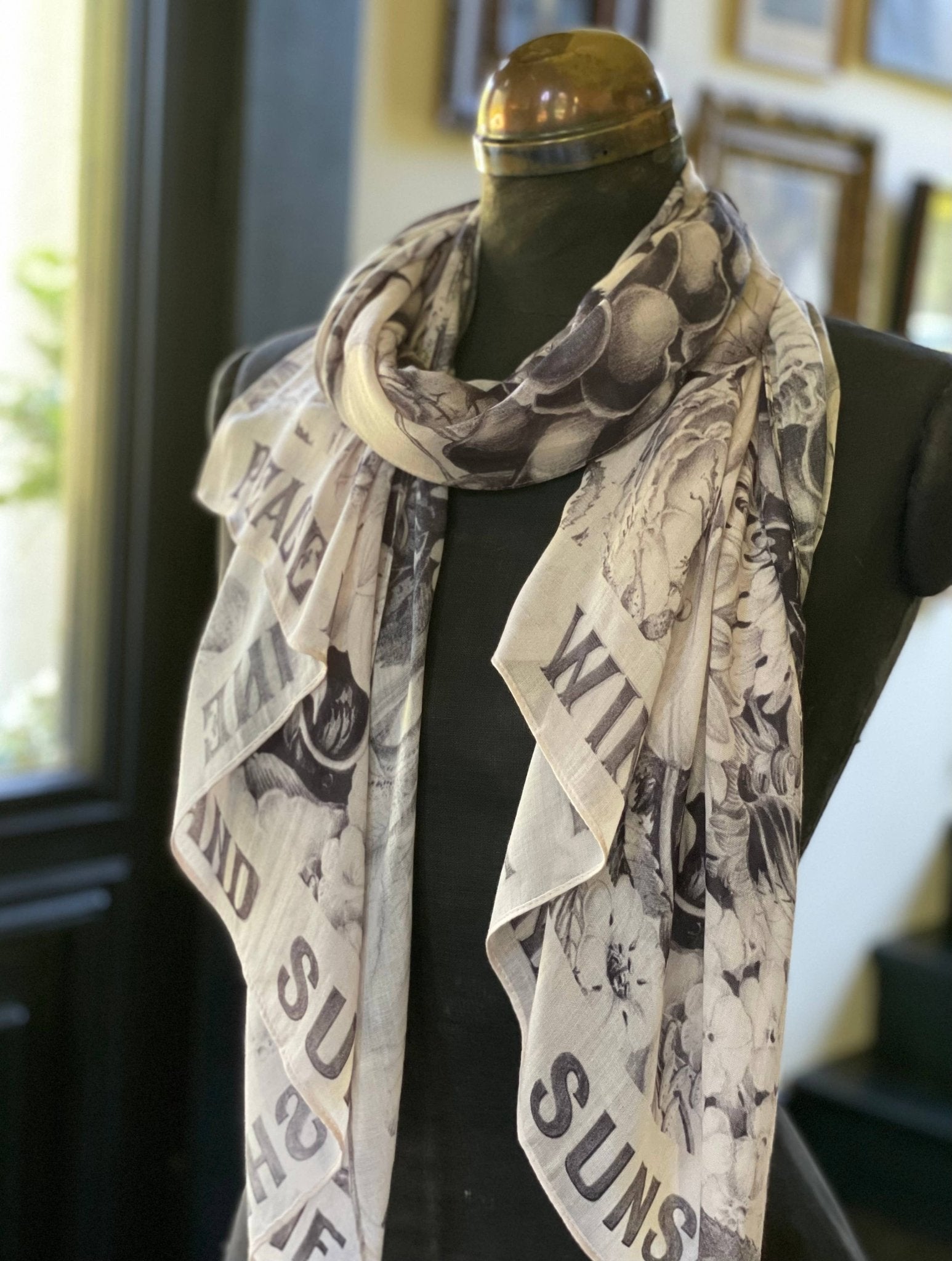 "Peace Wine & Sunshine" Printed Bamboo Scarf (SALE) - Wander Together Outfitters