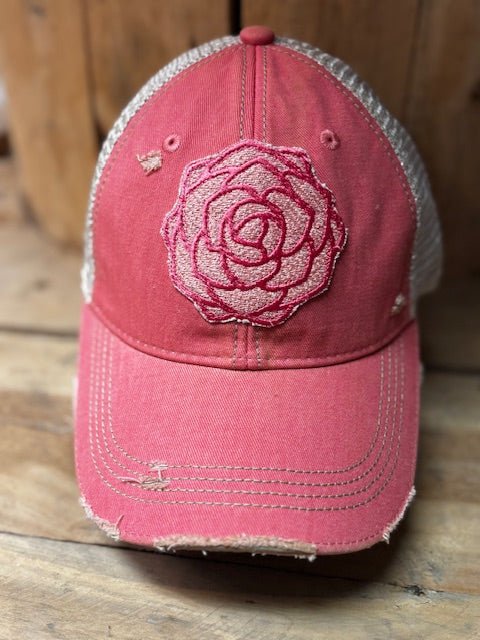 Peony Distressed Snapback Mesh Hat - Wander Together Outfitters