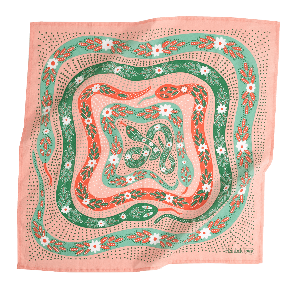 Pink and Green Snakes Bandana - Wander Together Outfitters