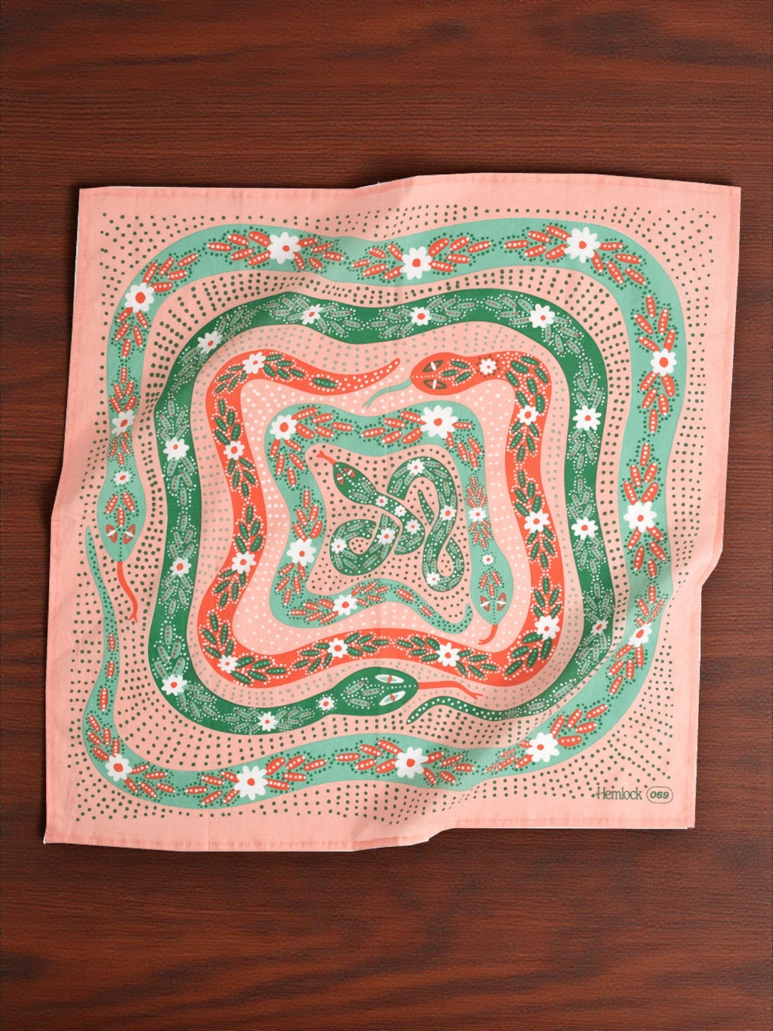 Pink and Green Snakes Bandana No.69 - Wander Together Outfitters