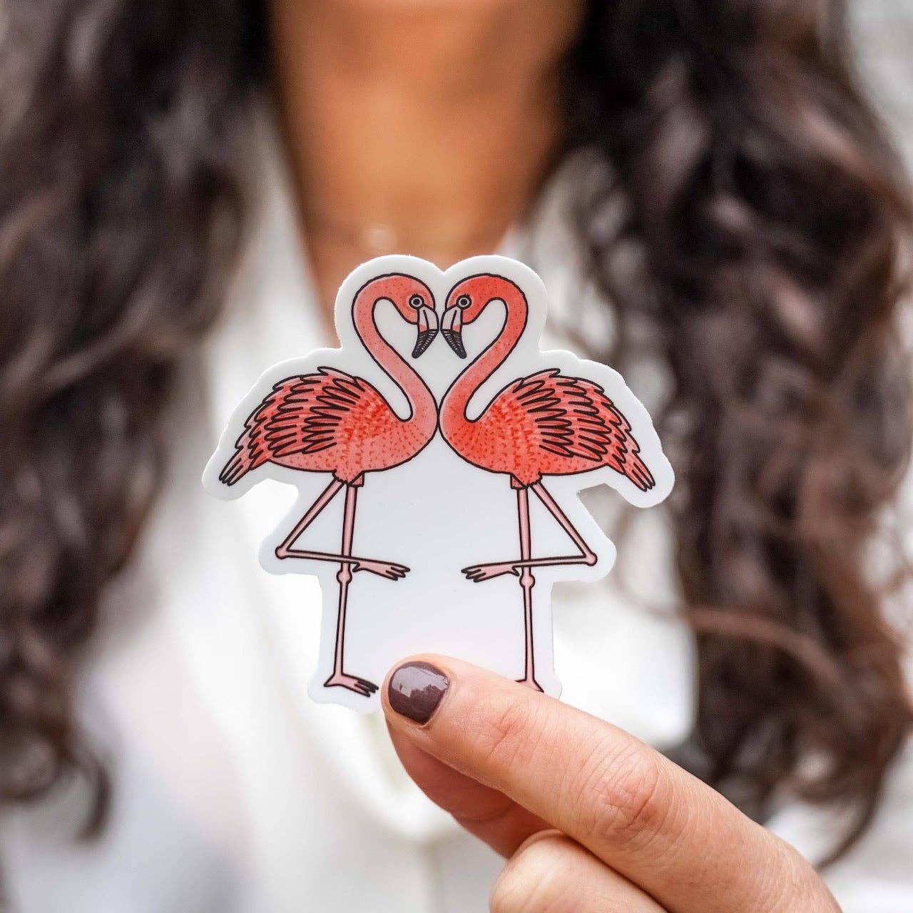 Pink Flamingos Heart Sticker - Wander Together Outfitters
