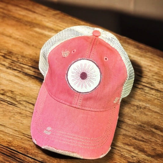 Pink Flower Vintage Distressed Cap - Wander Together Outfitters