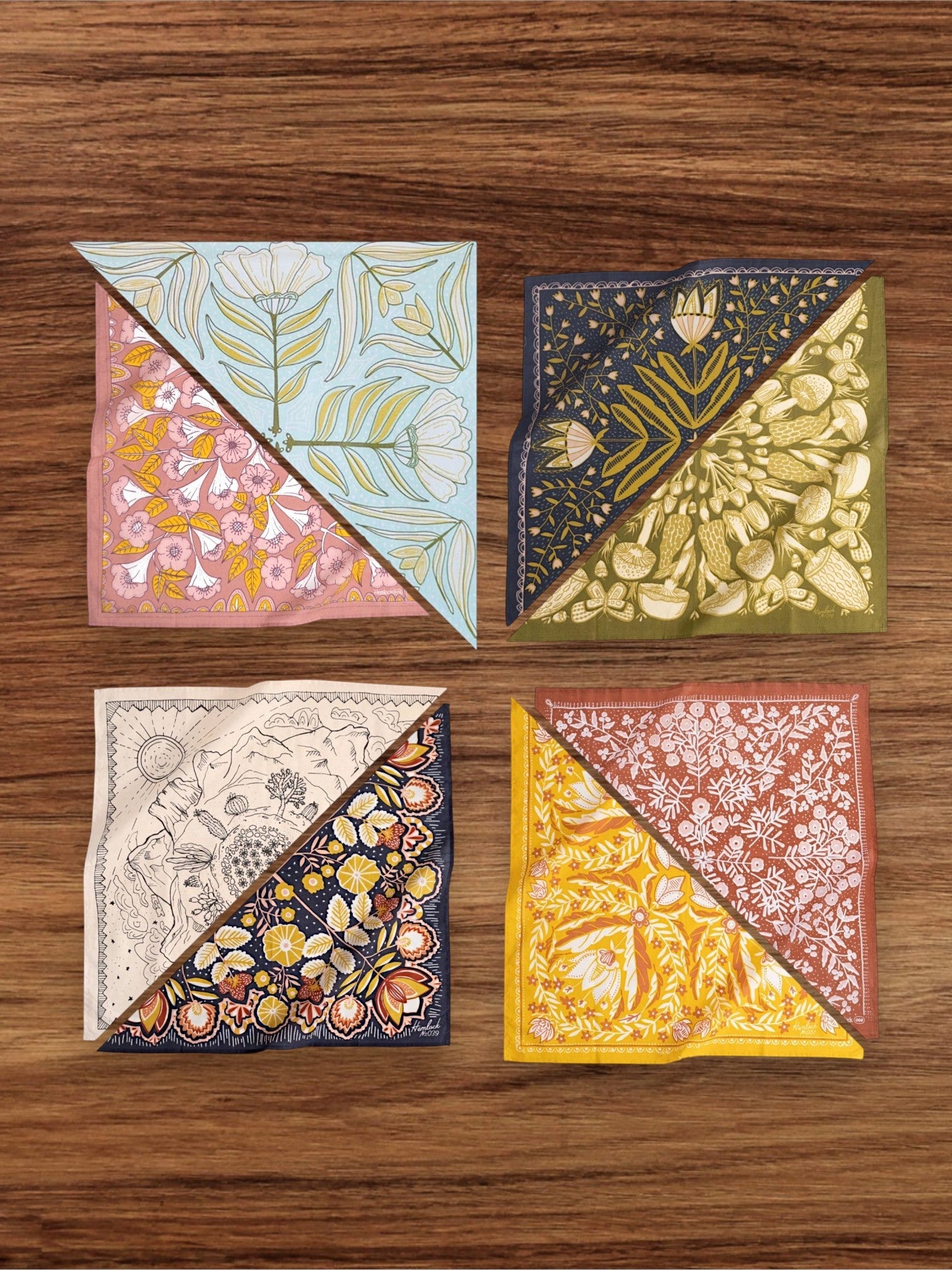 Pink & Gold Flowers "Pearl" Bandana No.42 - Wander Together Outfitters