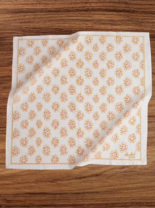 Pink & Gold Flowers "Pearl" Bandana No.42 - Wander Together Outfitters