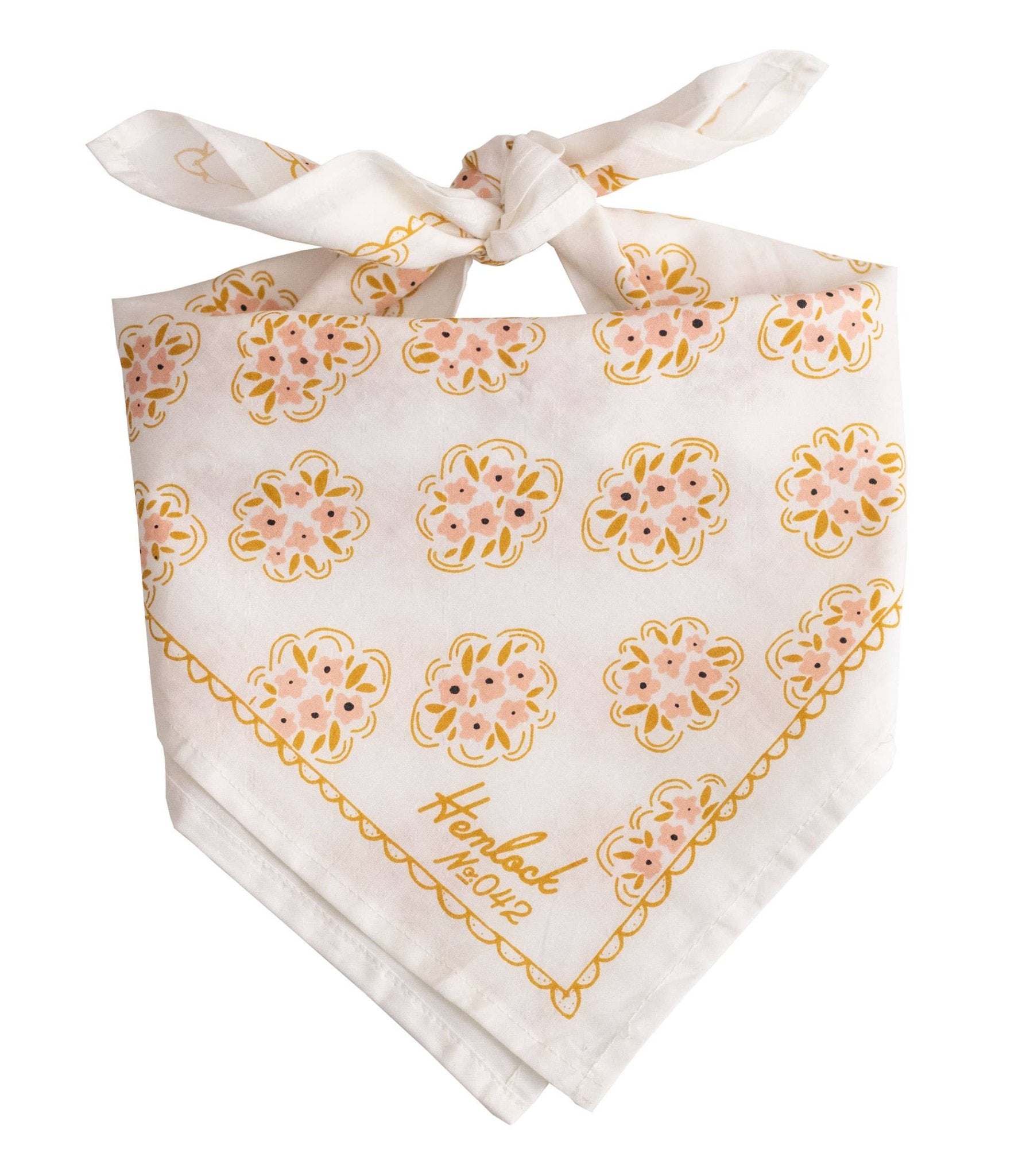 Pink & Gold Flowers "Pearl" Bandana No.42 - Wander Together Outfitters