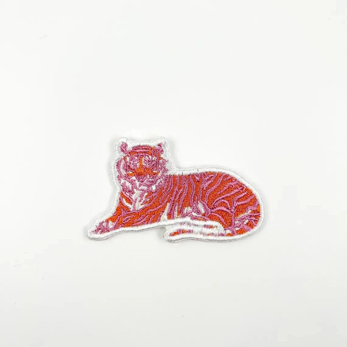 Pink Tiger & Cheetah Embroidered Iron - On Patch for Hats, Clothing - Wander Together Outfitters