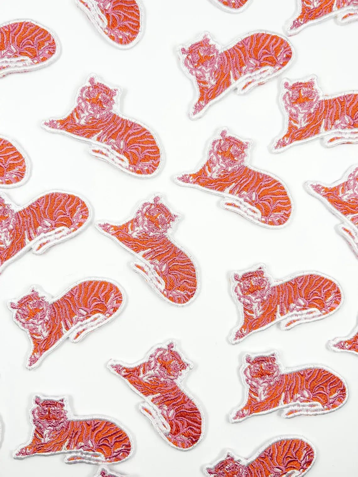 Pink Tiger & Cheetah Embroidered Iron - On Patch for Hats, Clothing - Wander Together Outfitters