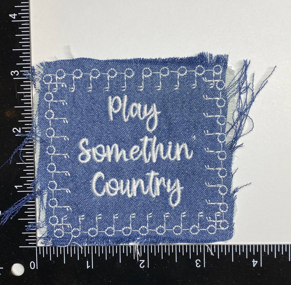 “Play Something Country”Denim Embroidered Iron On Patch - Wander Together Outfitters