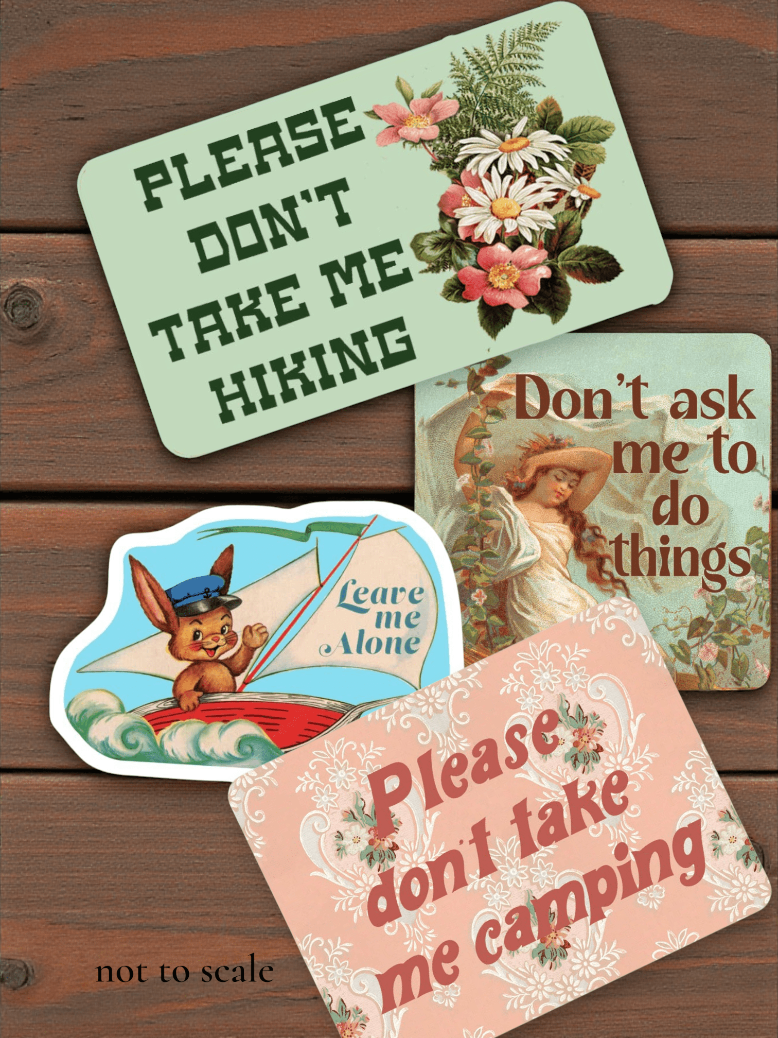 "Please Don't Take Me Camping" Funny Sticker - Retro Pink Floral - Wander Together Outfitters