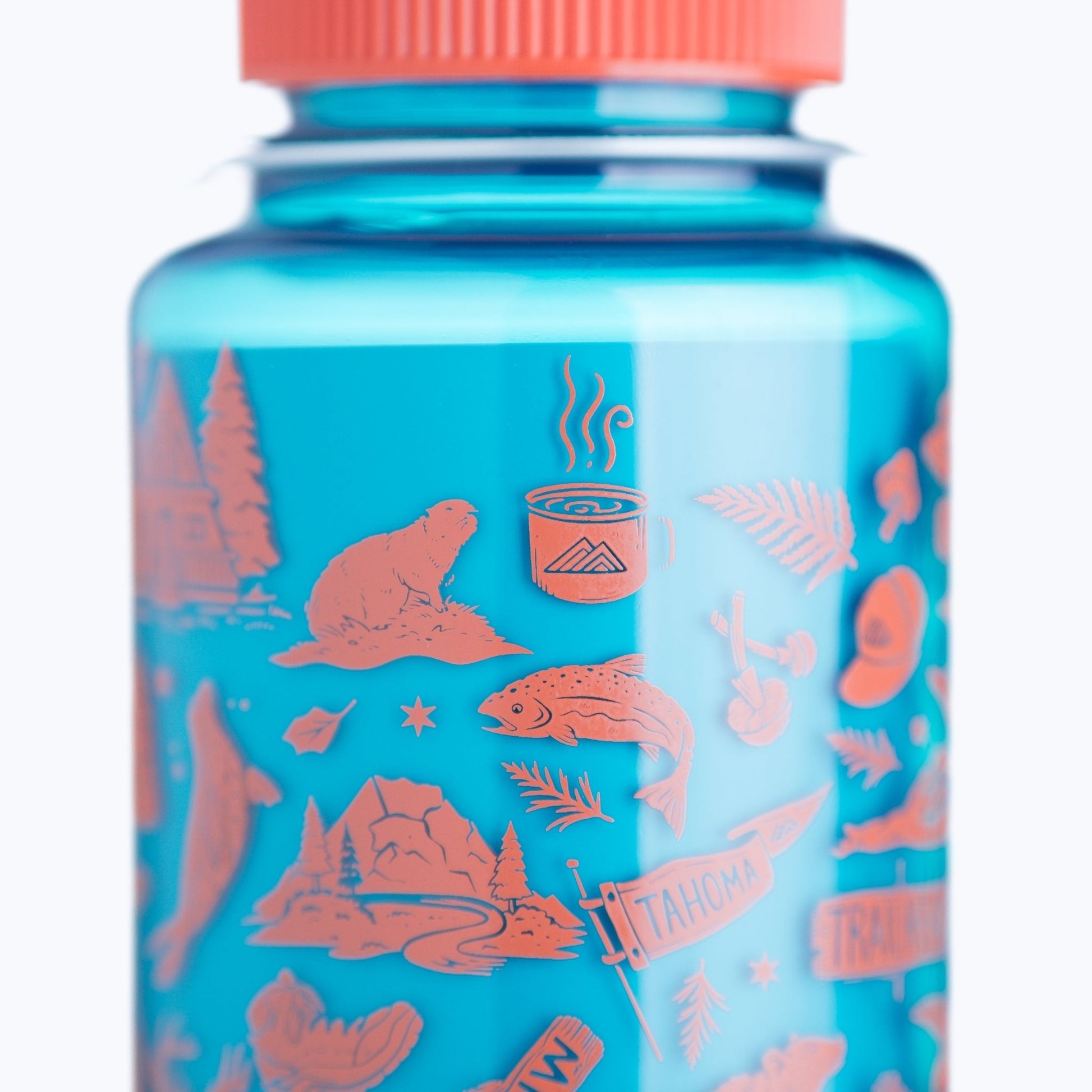 PNW Patterns 32oz Water Bottle - Fire Orange/Ocean Blue - Wander Together Outfitters