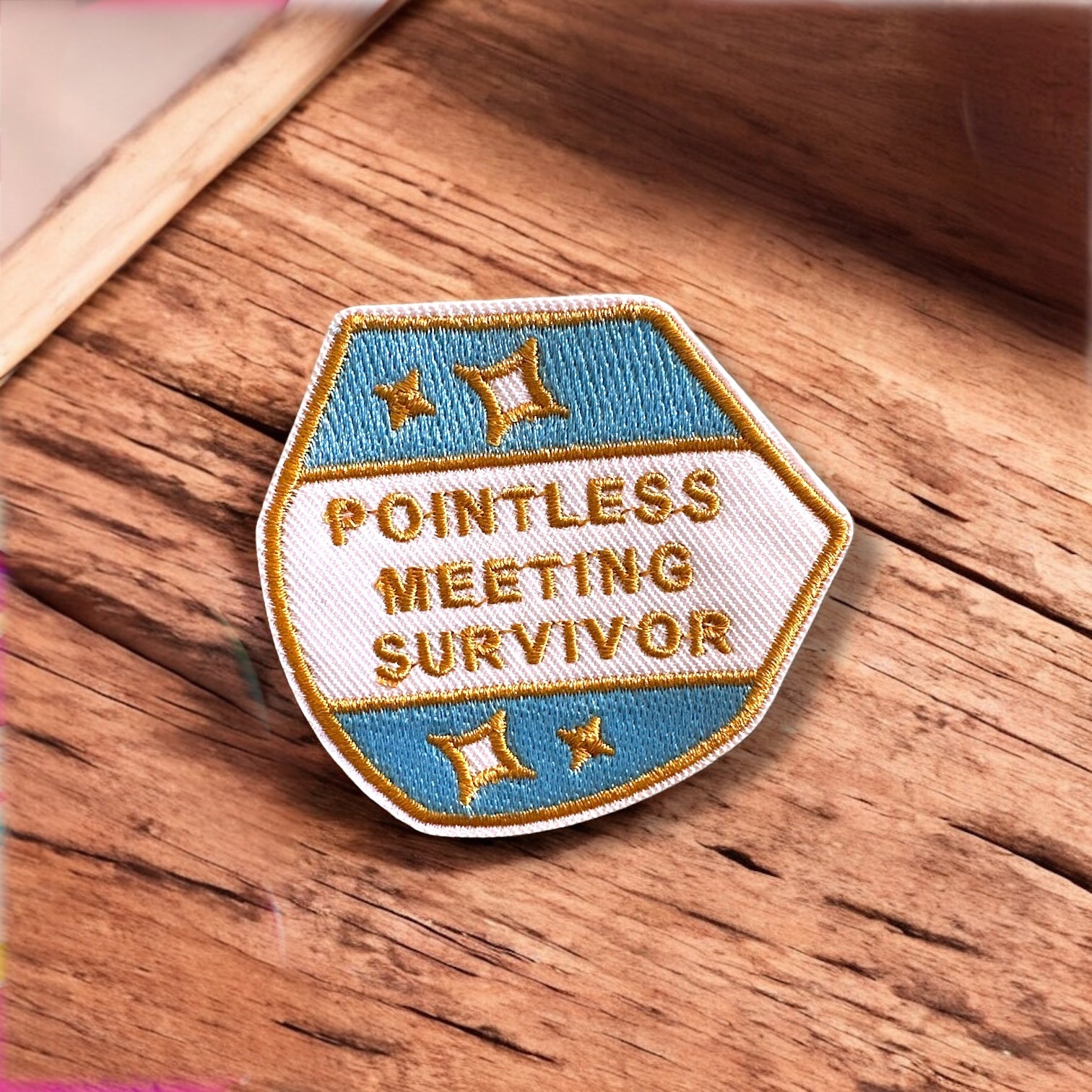 “Pointless Meeting Survivor” Iron On Patch - Wander Together Outfitters