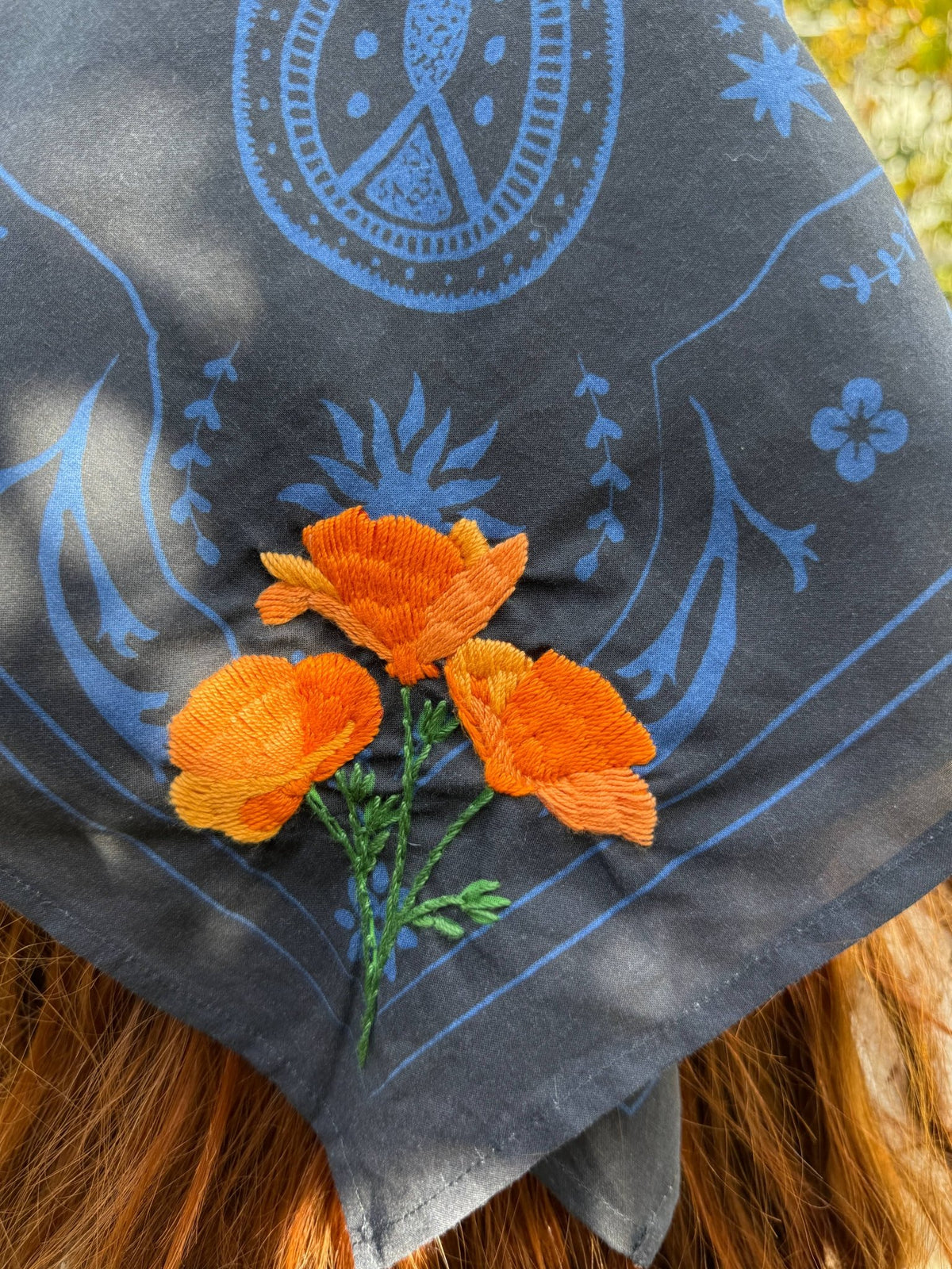 Poppy Hand Embroidered Bandana - Wander Together Outfitters