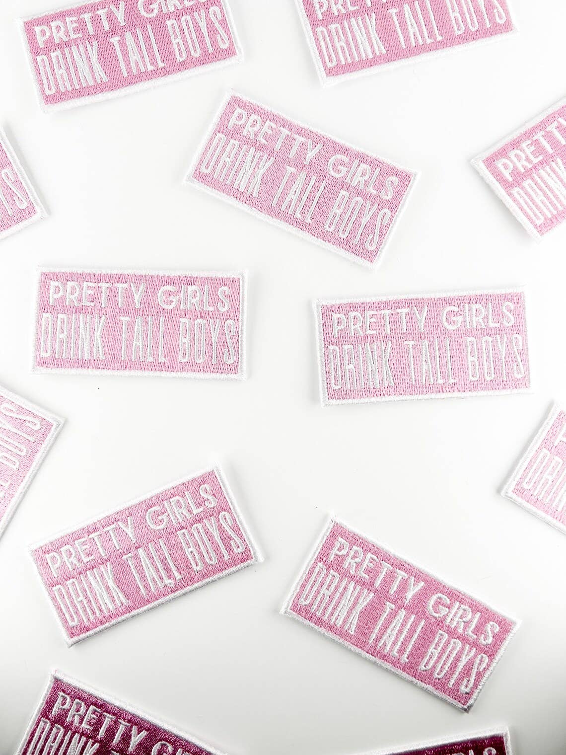 “Pretty Girls Drink Tall Boys” Embroidered Iron On Patch - Wander Together Outfitters