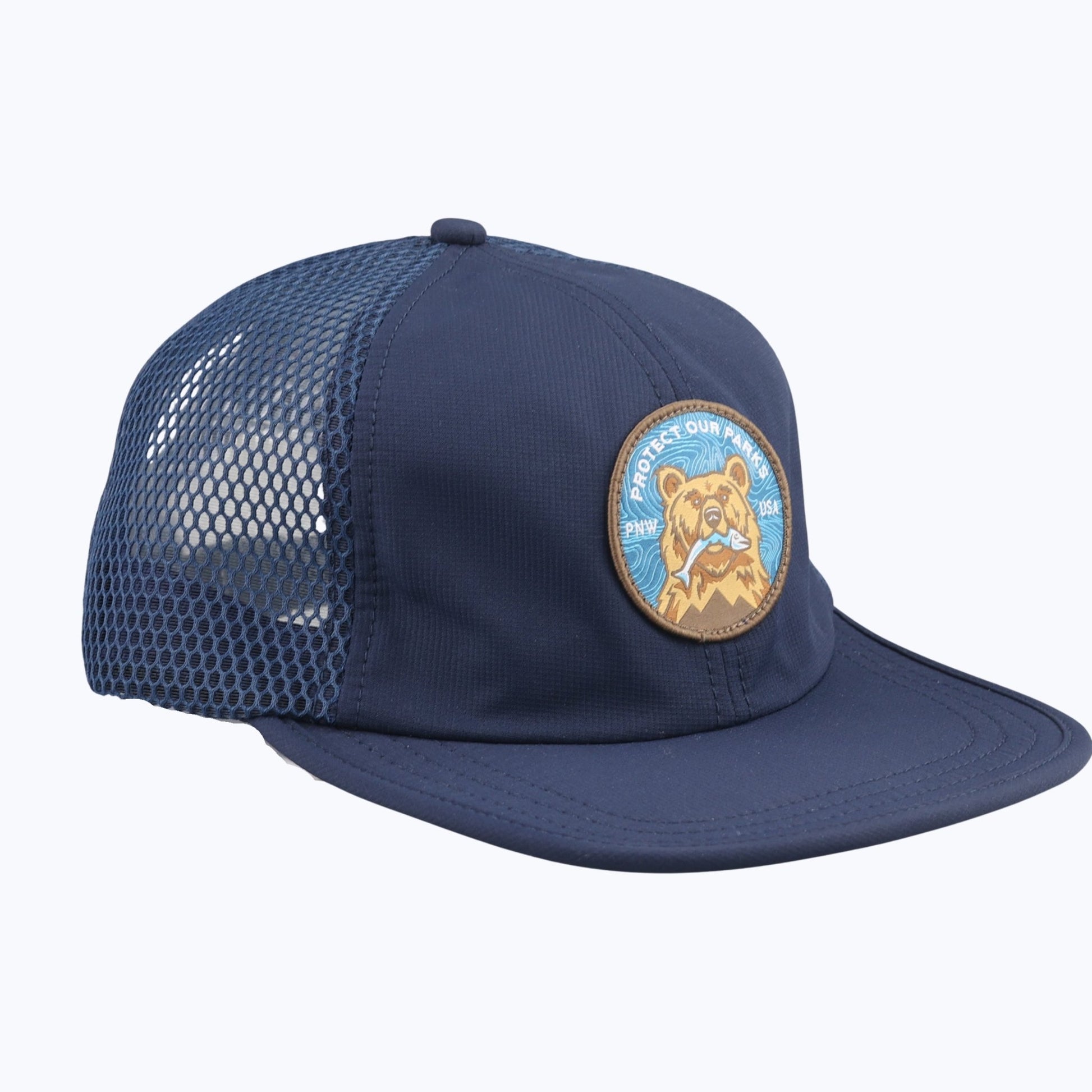 "Protect Our Parks" Bear Mesh Strapback Tech Cap - Navy - Wander Together Outfitters