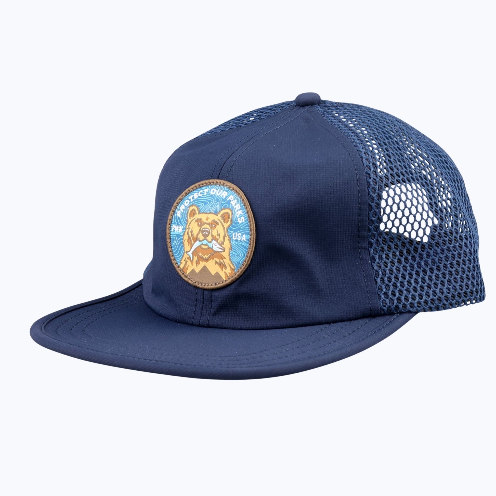 "Protect Our Parks" Bear Mesh Strapback Tech Cap - Navy - Wander Together Outfitters