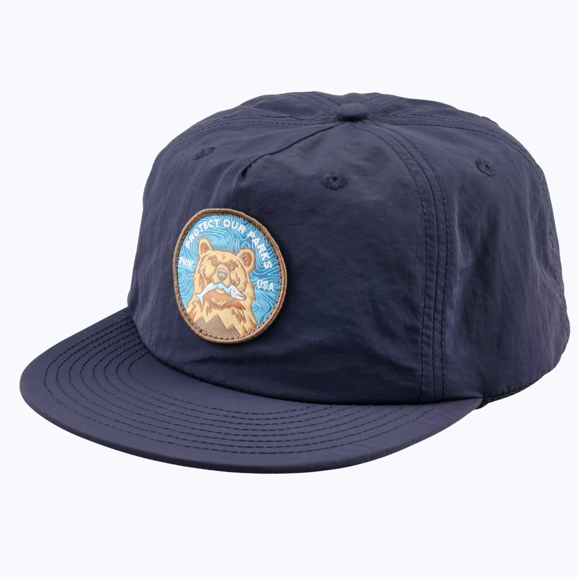 Protect Our Parks Bear Patch Nylon Snapback Cap - Navy - Wander Together Outfitters