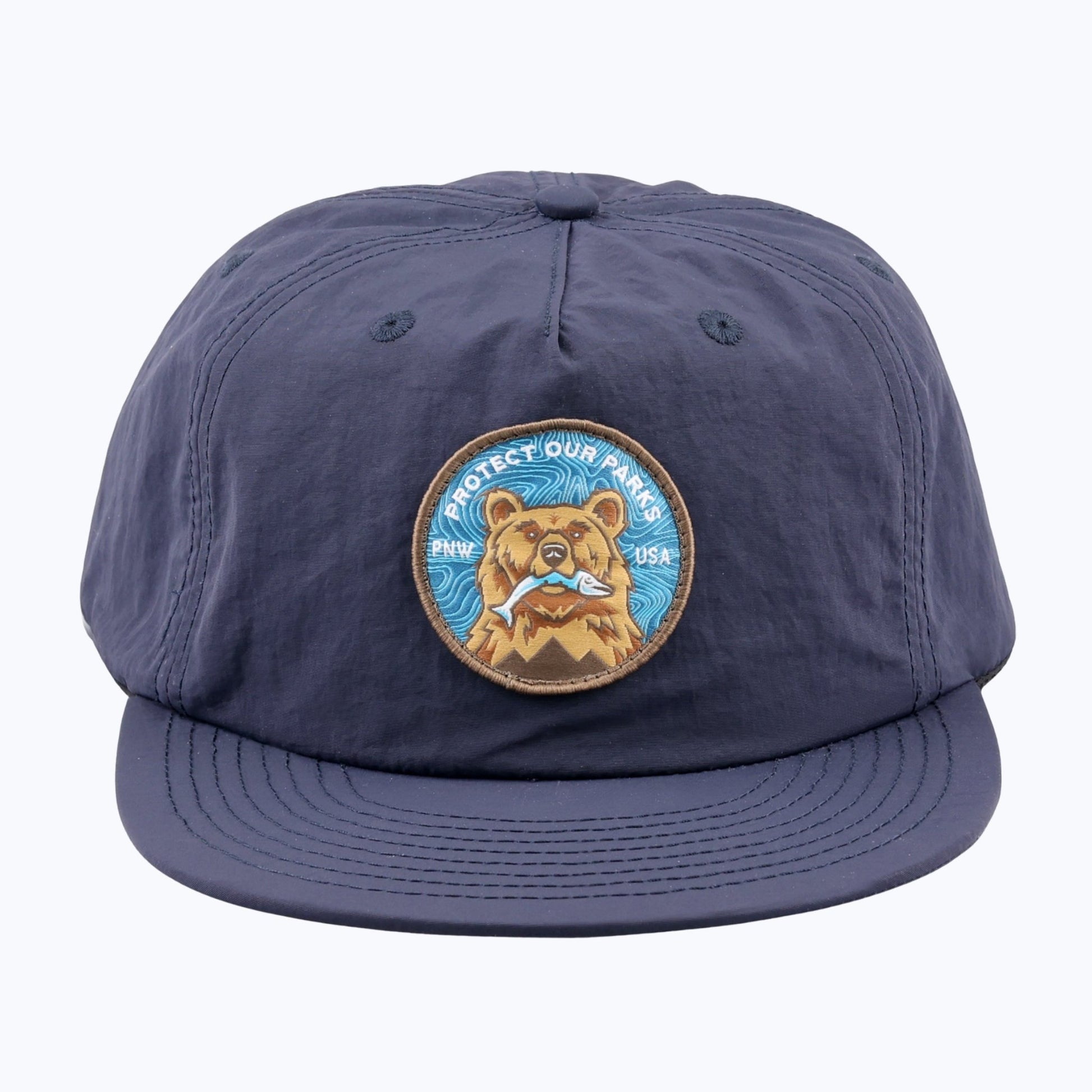 Protect Our Parks Bear Patch Nylon Snapback Cap - Navy - Wander Together Outfitters