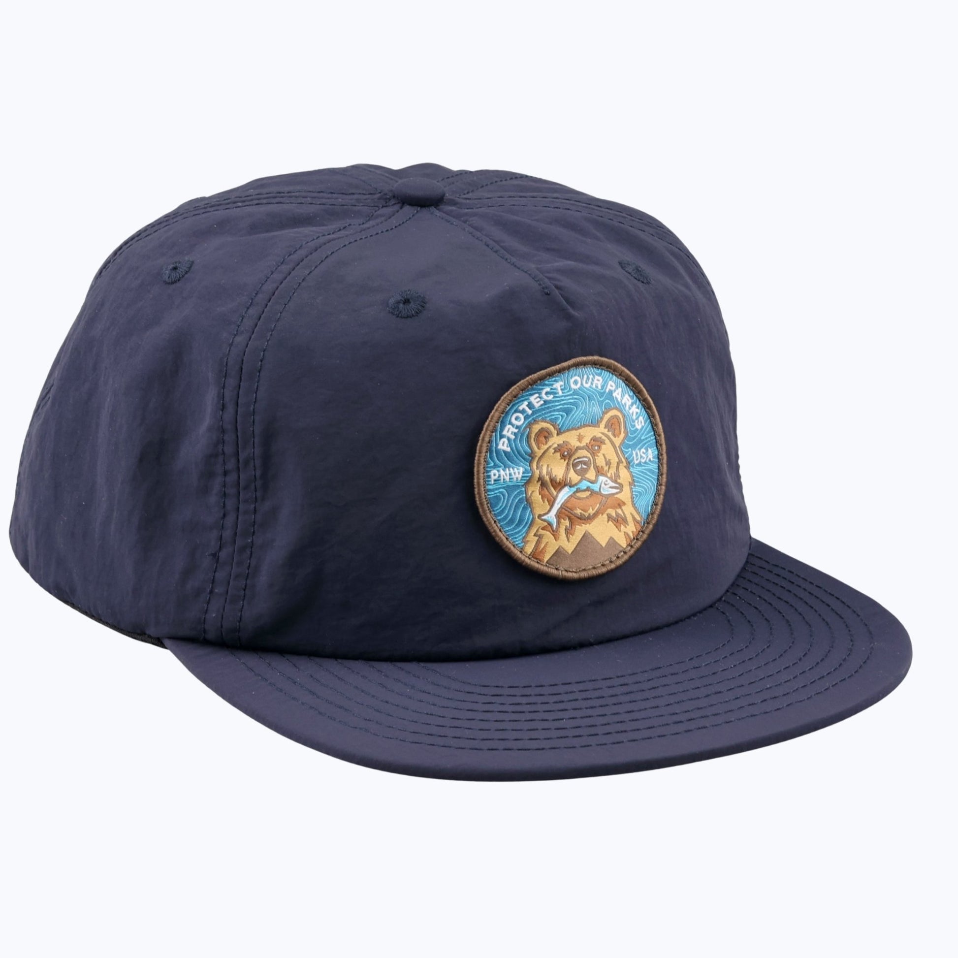 Protect Our Parks Bear Patch Nylon Snapback Cap - Navy - Wander Together Outfitters