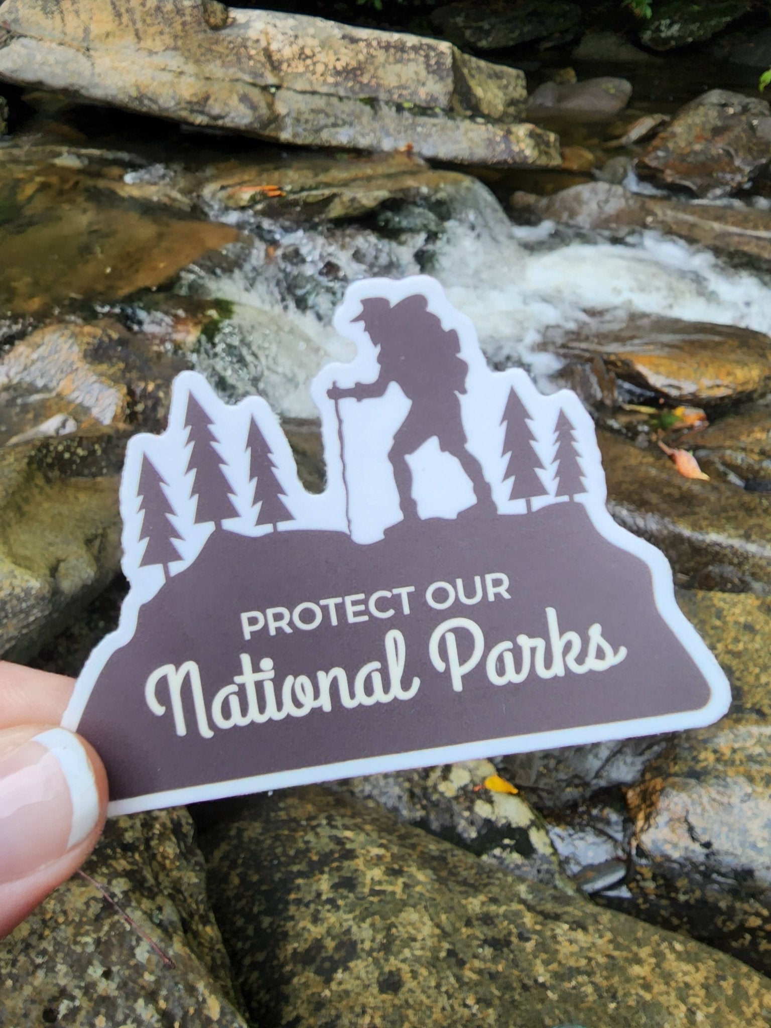 “Protect the National Parks” Hiking Vinyl Sticker - Wander Together Outfitters