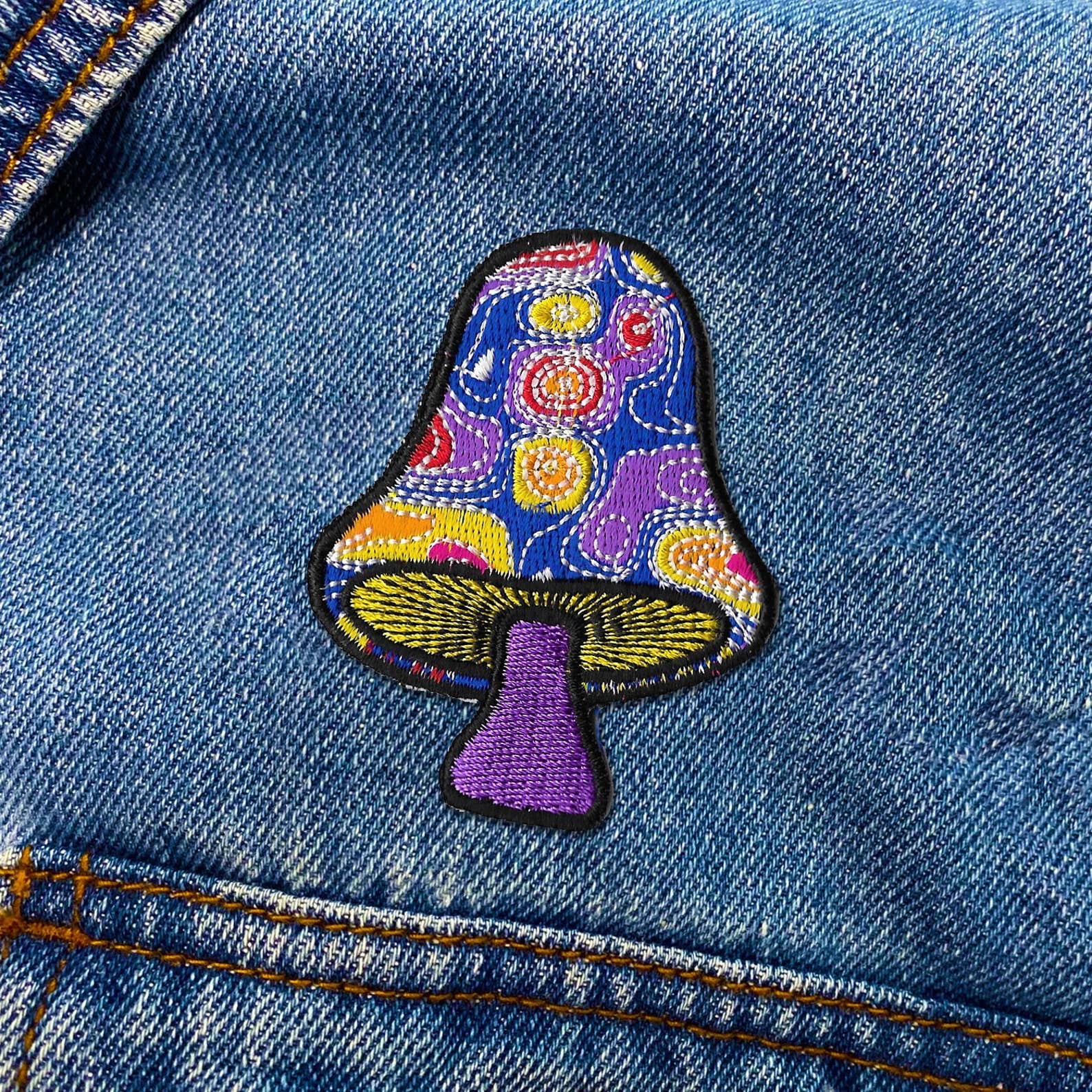 Purple Mushroom Iron On Patches - Wander Together Outfitters