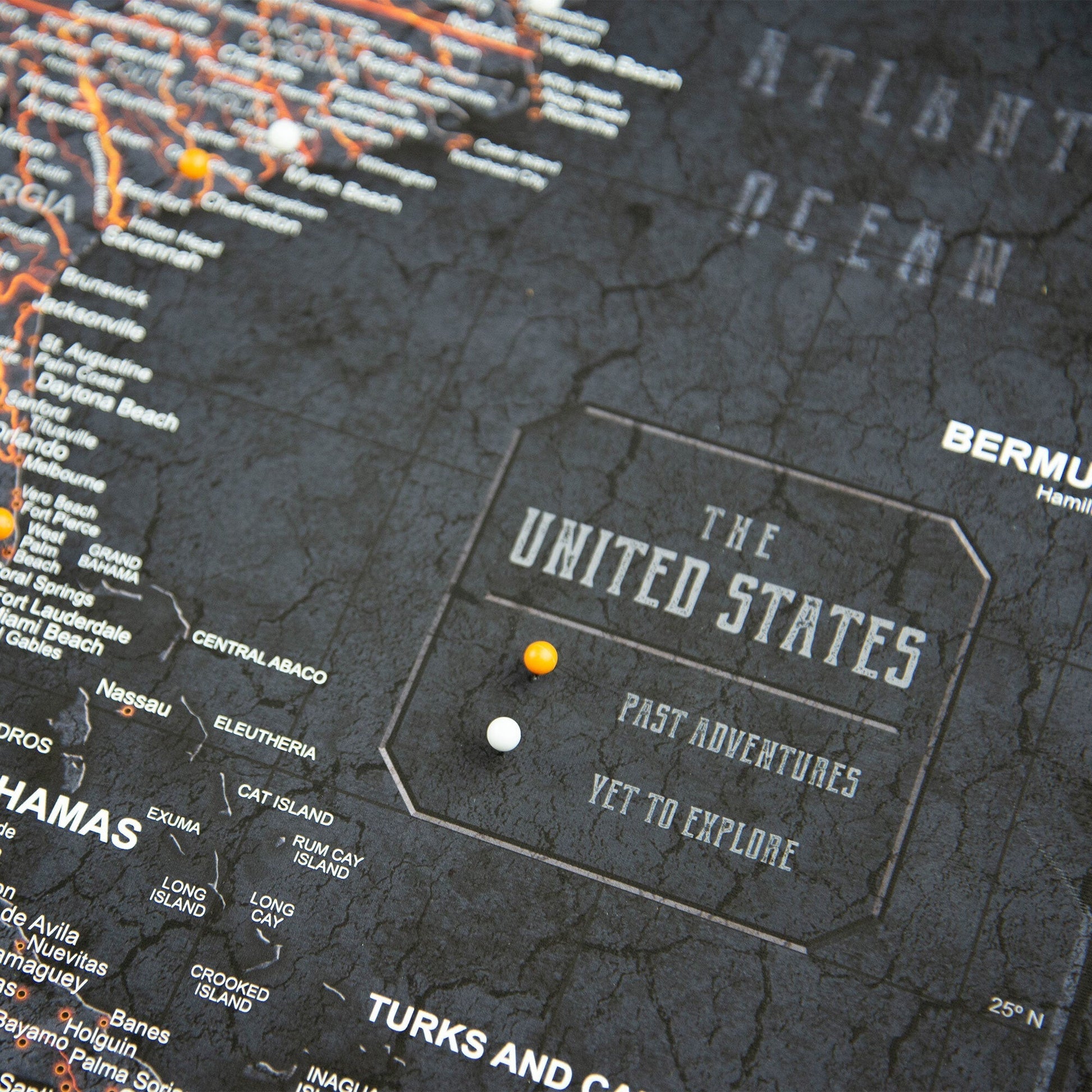 Push Pin USA Map Pin Board - Obsidian Inferno - Pins Included! - Wander Together Outfitters